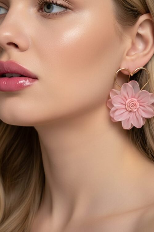 حلق قلب جولد في وردة بينك