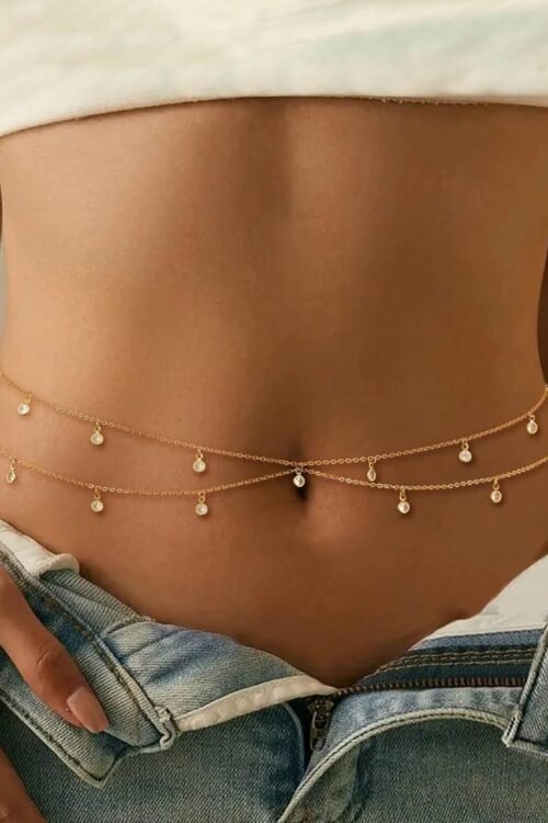 حزام بطن جولد فصوص كريستال شفاف